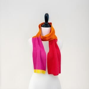Cashmere Scarf Anthropologie Whimsical Color block Pink Red Orange